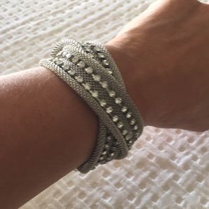 Bling silver mesh wrap bracelet magnet closure